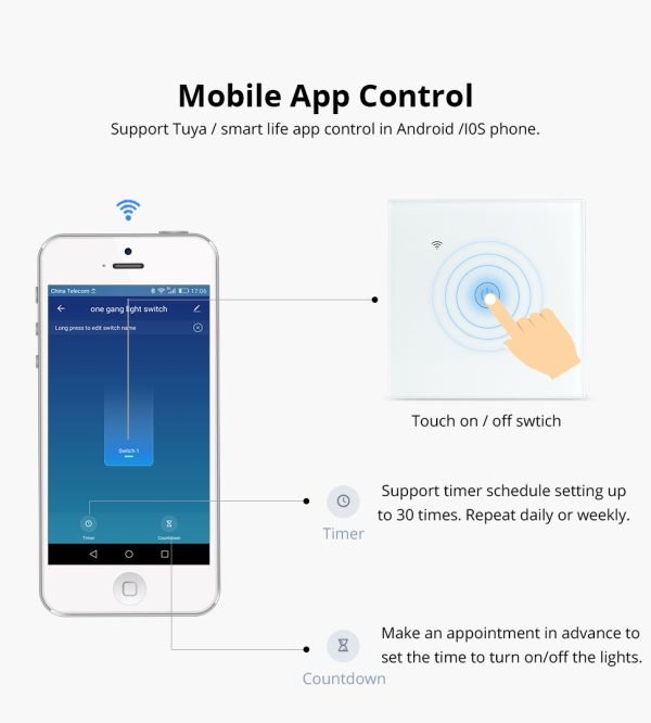 App control one gang smart switch