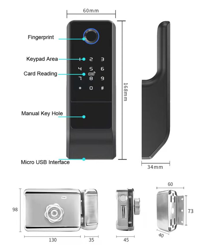 Electronic Gate lock product size and description