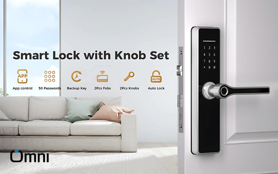 Room Smart Wood Door Lock with fingerprint, RFID, PIN, and mobile app access in Pakistan