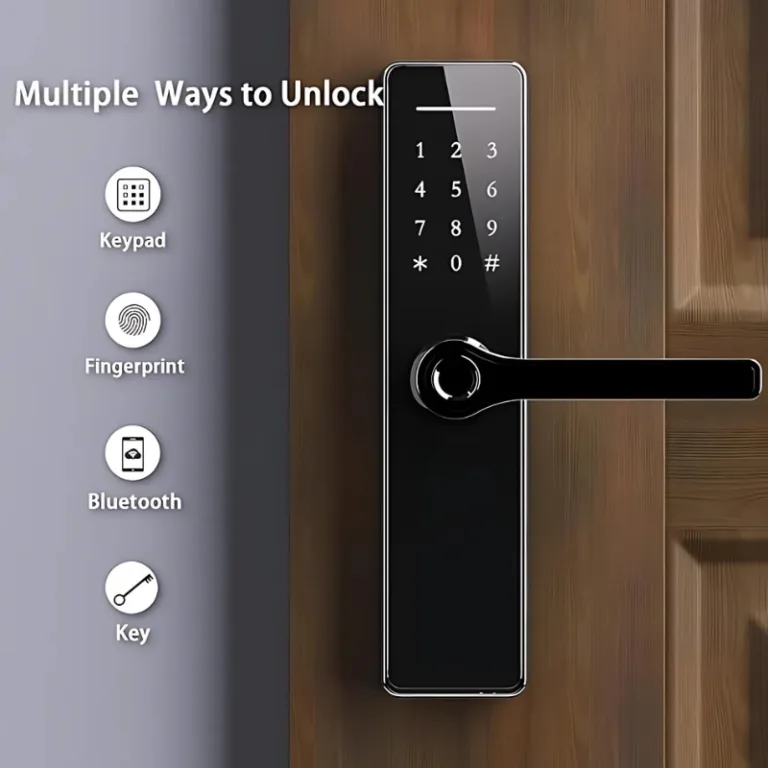 Room Smart Wood Door Lock with fingerprint, RFID, PIN code, and mobile app access in Pakistan