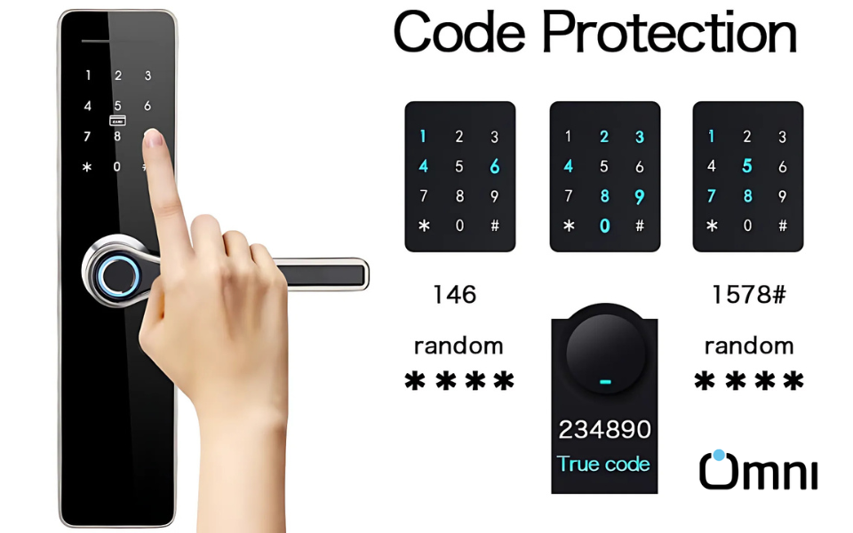 Wooden door smart lock with RFID card, PIN code, and fingerprint access in Pakistan