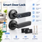 BDL-27 smart door handle lock with fingerprint, keypad and card access