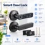 BDL-27 smart door handle lock with fingerprint, keypad and card access