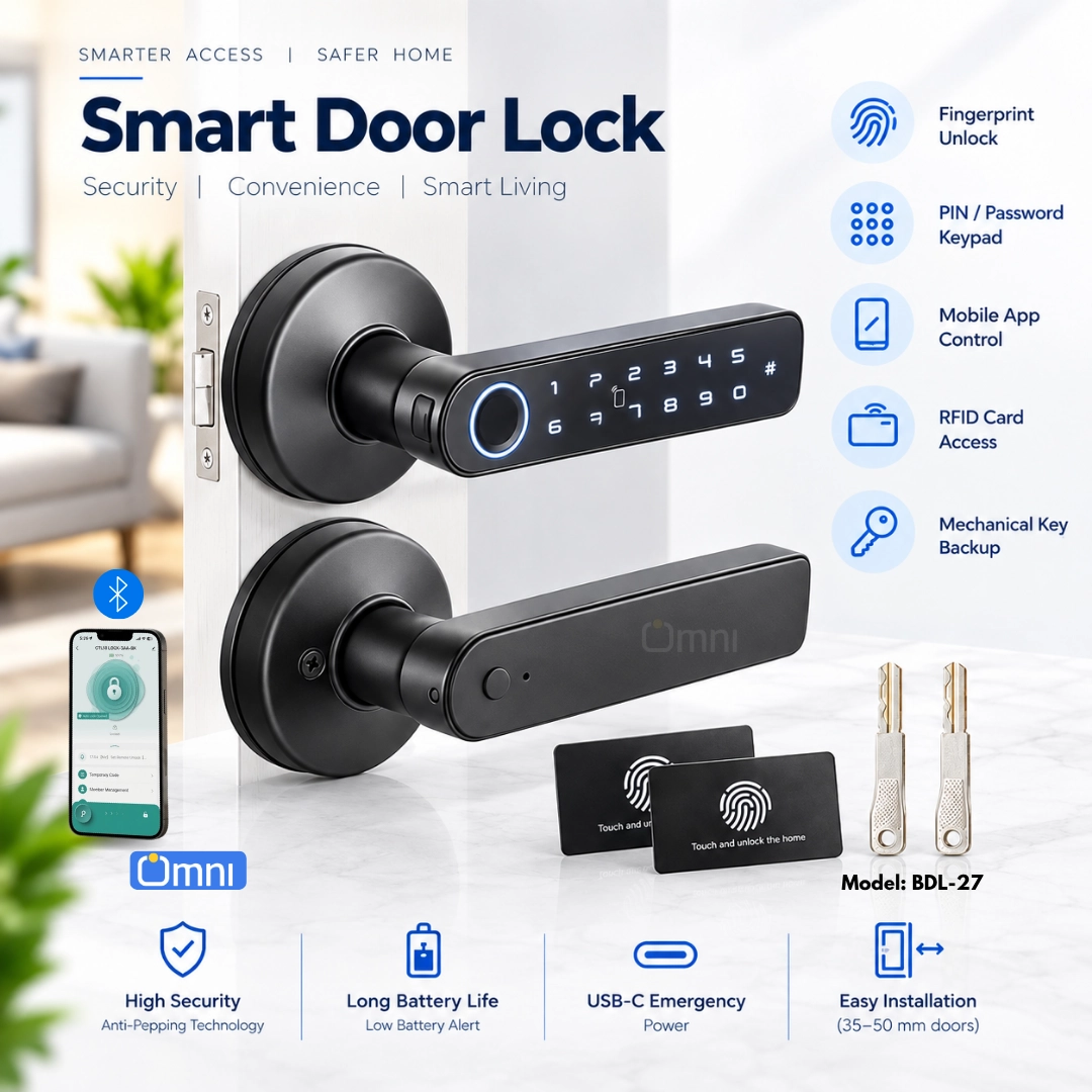 BDL-27 smart door handle lock with fingerprint, keypad and card access BDL-27 smart door handle lock with fingerprint, keypad and card access