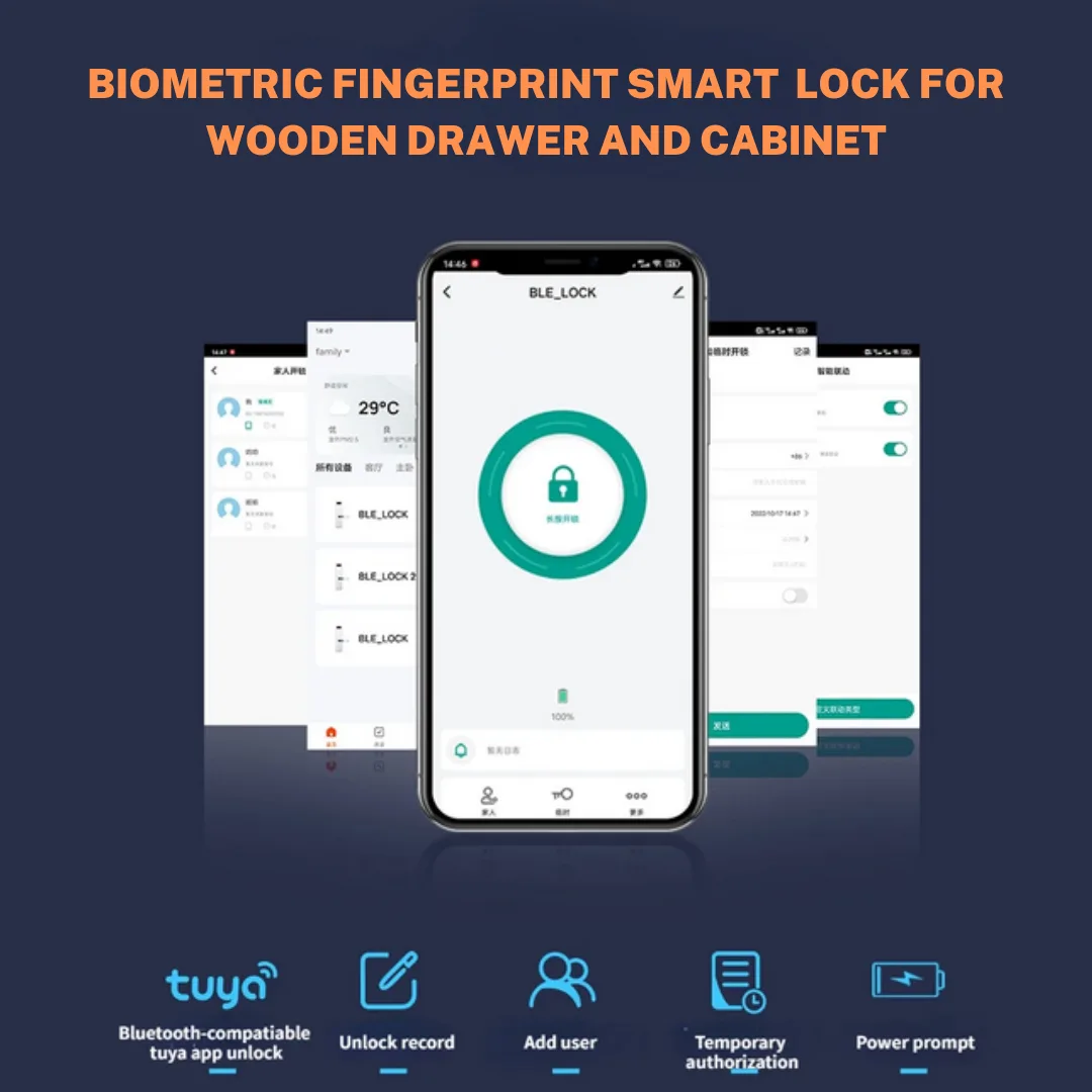 Fingerprint Drawer Lock with Keypad & RFID Card | Omni Smart Pakistan 2 Biometric fingerprint lock for wooden drawer and cabinet