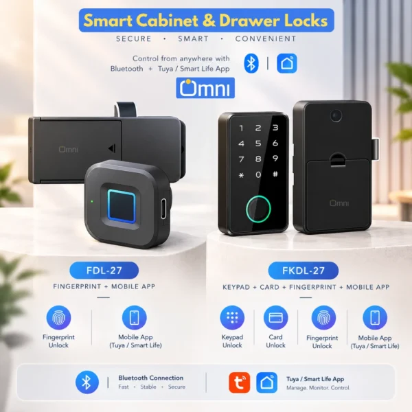 Fingerprint keypad and RFID card cabinet drawer lock