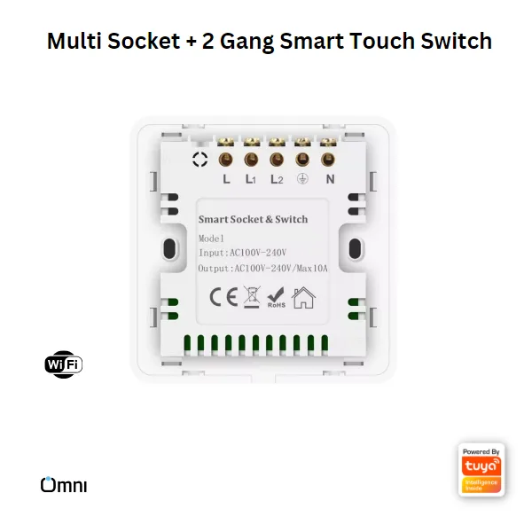 smart universal socket + 2 gang lights switch