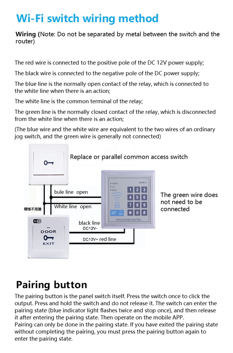 Wifi Exit button for electronic and magnetic door lock