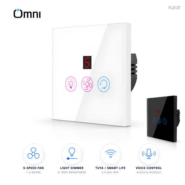 OMNI FLD-27 WiFi Smart 2-in-1 Fan Dimmer and Light dimmer Switch in Pakistan