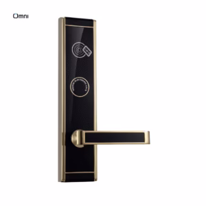 Golden and black door lock for hotel