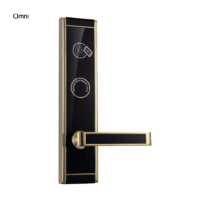 Golden and black door lock for hotel
