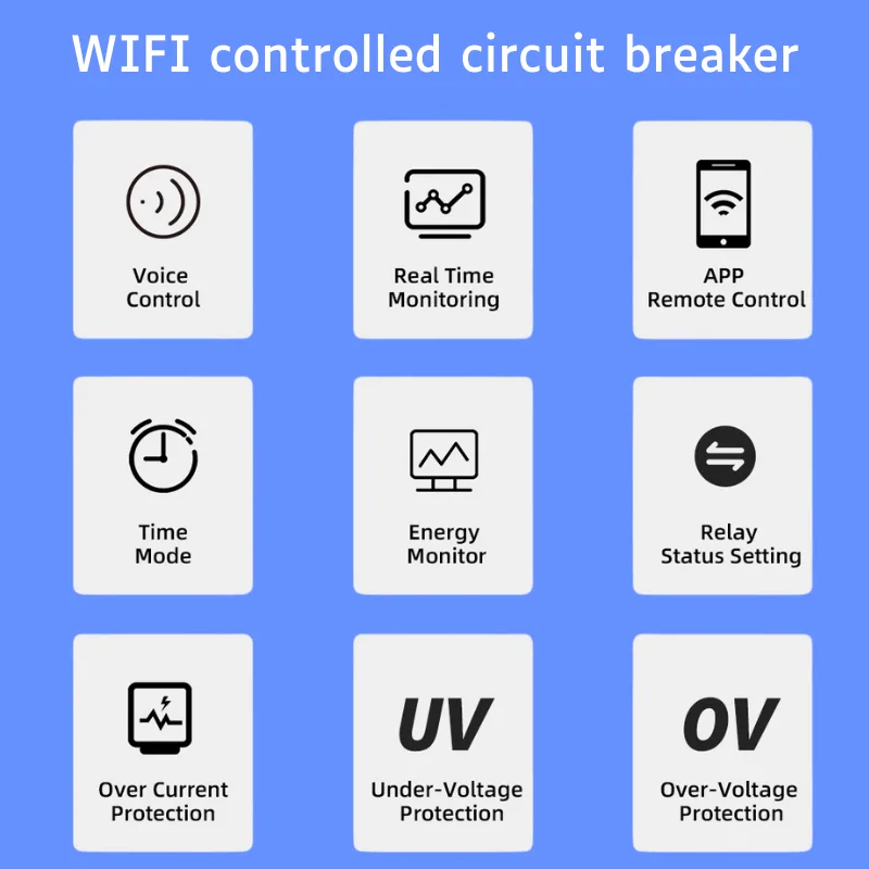 WIFI breaker switch - 63amp smart digital breaker 4 wifi controlled circuit breaker