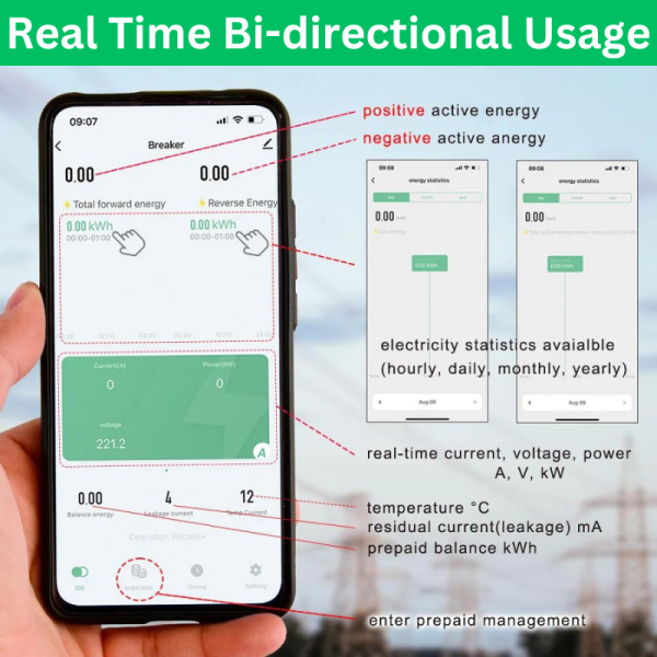 reverse smart bi direction wifi meter for solar system