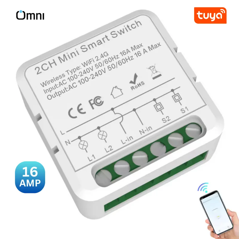 Smart Switch Controller - 2 Gang WIFI Module - 16amp 2 Smart Switch Controller