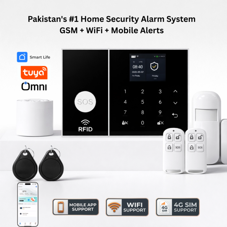 Full Home Security System Kit for residents in Pakistan including sensors and alarm panel