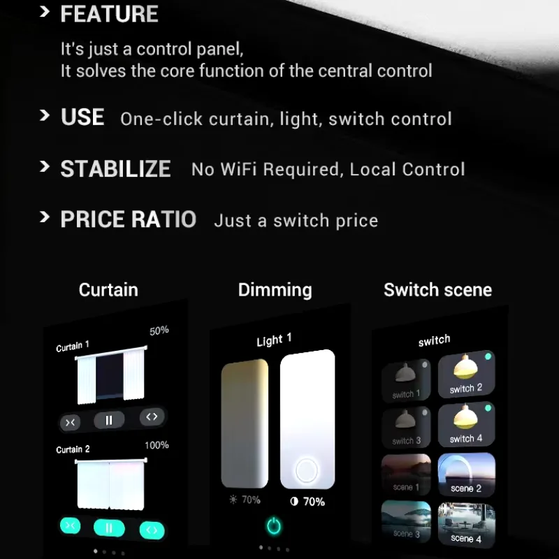 4 Gang + Touch Screen Home Controller 4 zigbee touch screen switch functions