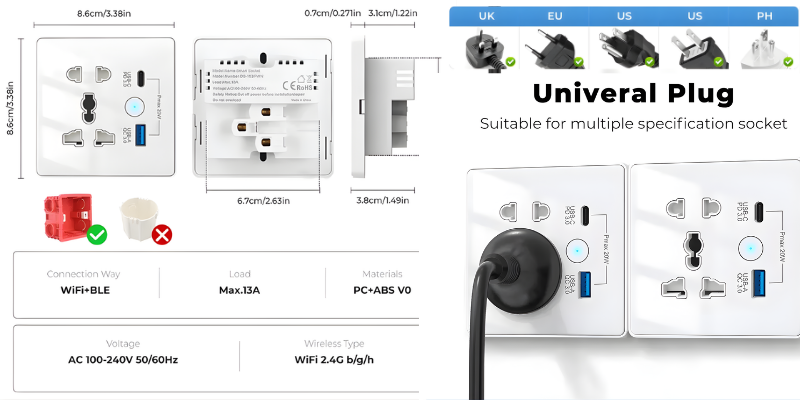 Universal Smart Socket with USB-C