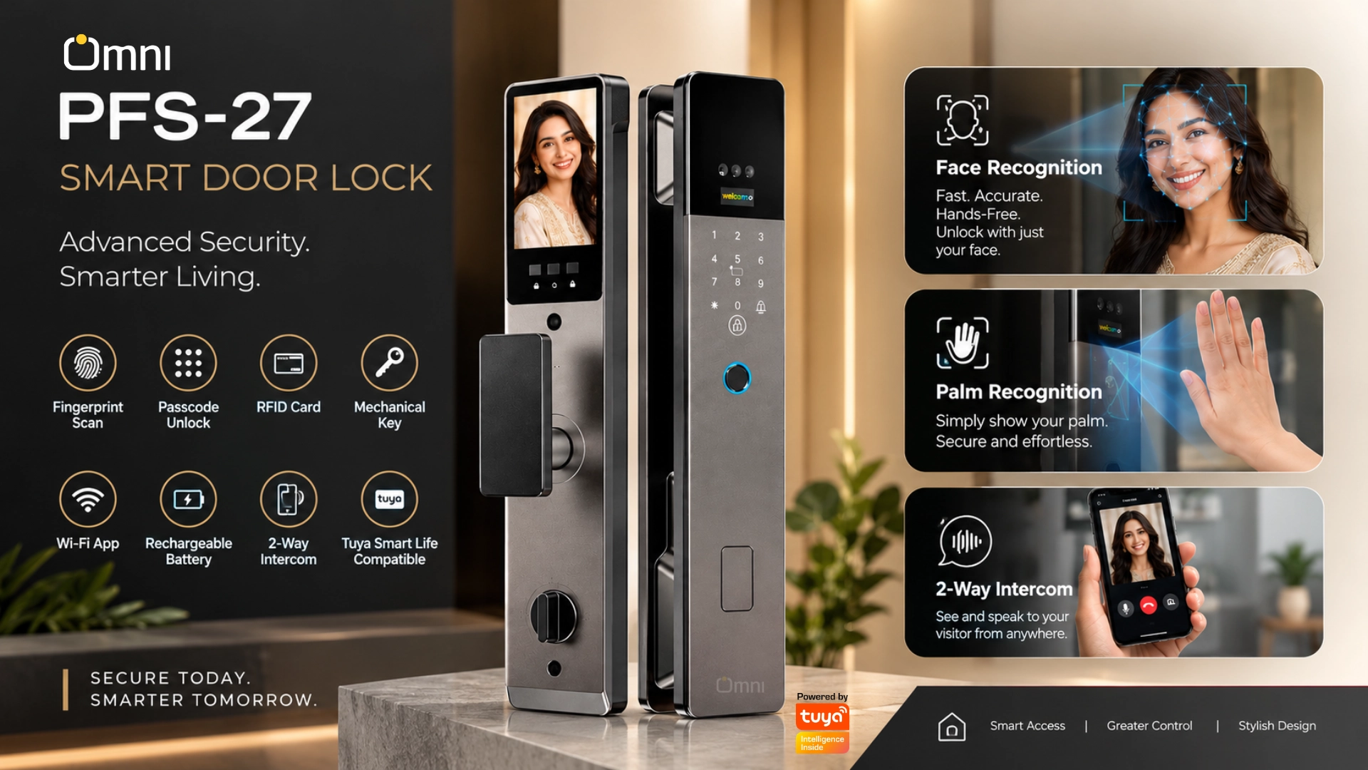 PFS27 Palm Vein and Face Recognition Door Lock 1 palm face recognition 2027 latest smart door lock