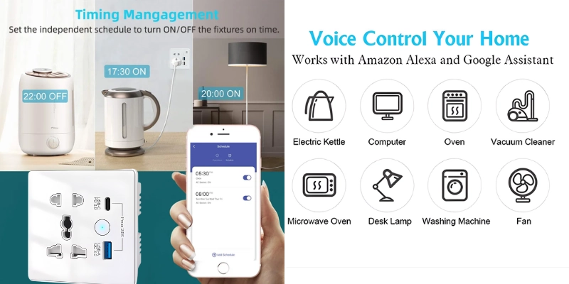 voice control smart socket with usb ports in Pakistan