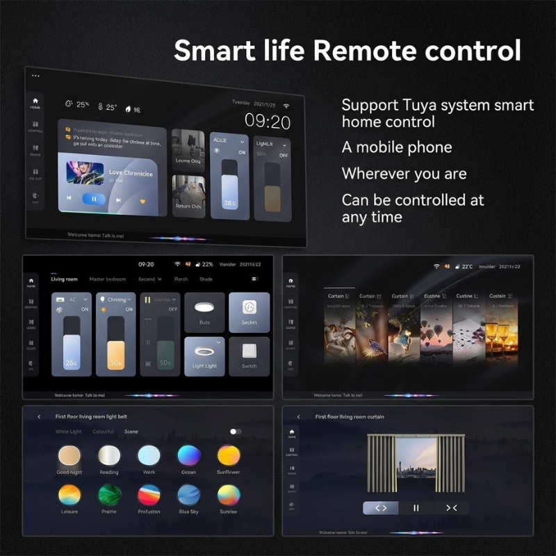 Hands-free smart home control using Google Assistant voice commands on Android Wall Panel.