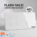 Omni Slim 8 Gang Double Module Smart Switch in Black Glass finish for Pakistani homes.
